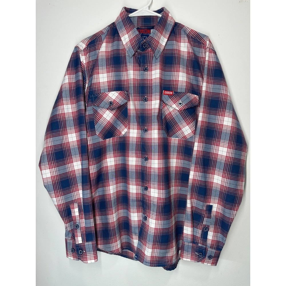 Dixxon Flannel The Republic Plaid Shirt Blue Red White Long Sleeve -‎ Large
